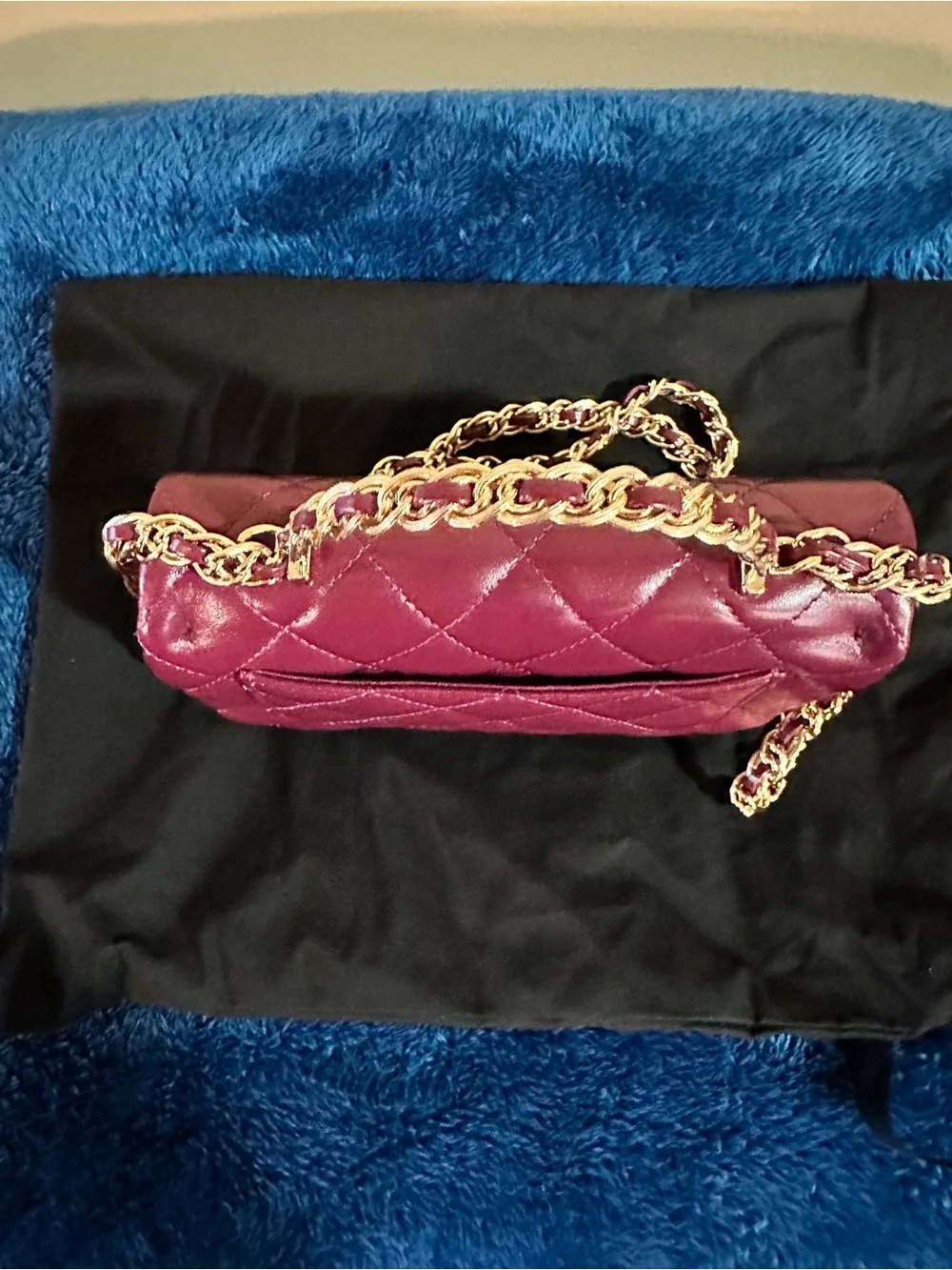 CHANEL Quilted Lambskin Mini Flap Bag in Burgundy with Gold Hardware &Top Handle